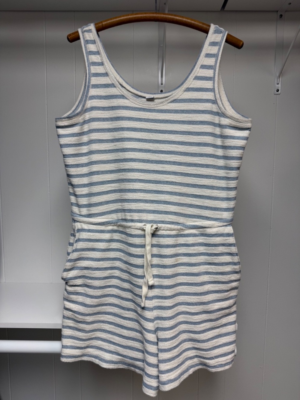 Old Navy Terry Cloth Striped Drawstring Romper Beach Loungewear Coverup